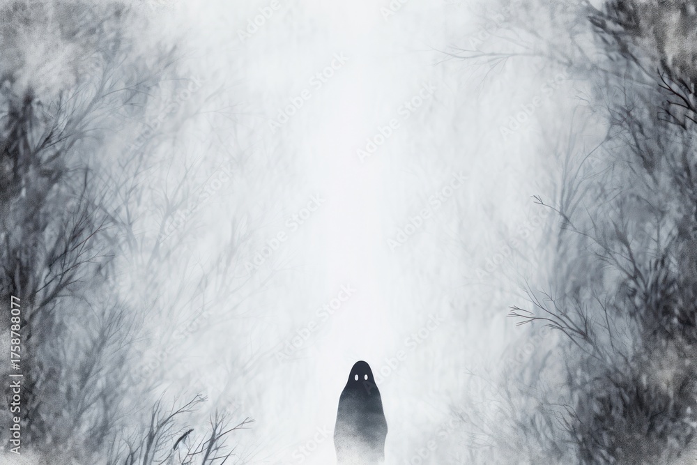 Fototapeta premium Ghost in Snow Forest snow blizzard outdoors.