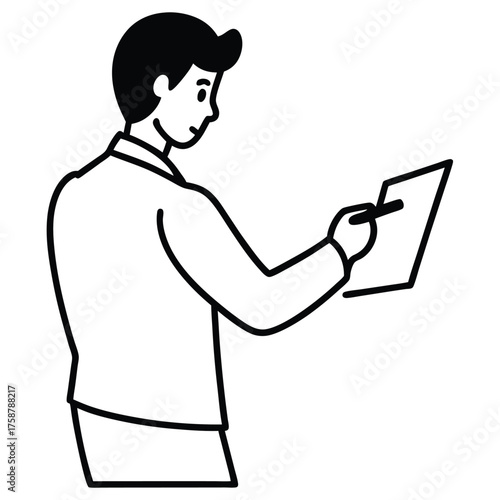 Man reading book and working on laptop cartoon illustration vector characters