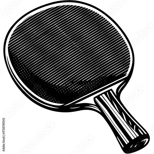 Ping Pong Paddle Graphic: A meticulously rendered graphic of a ping pong paddle, showcasing its iconic round shape and textured surface. Emphasizing simplicity and sportsmanship.