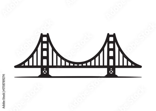 Golden gate bridge icon, Golden gate bridge solid vector