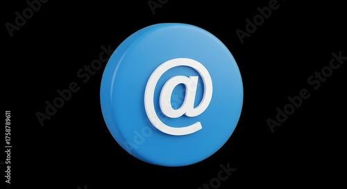 Iconic at symbol at sign in blue circle with glossy effect communication digital mail internet.