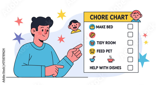 A Person Displays a Chore Chart Detailing Tasks for Daily Activities and Assignments