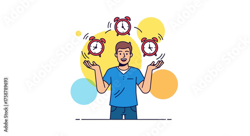 A Person Juggling Clocks Depicting Time Management and Productivity Concepts