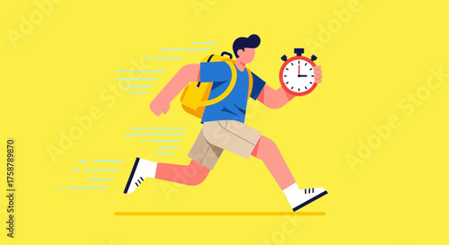 A Person Rushing To Keep Track Of Time, Being In A Urgent Race Against Time
