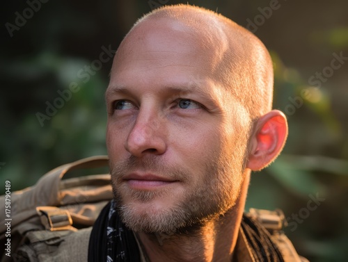 A bald man with short facia...