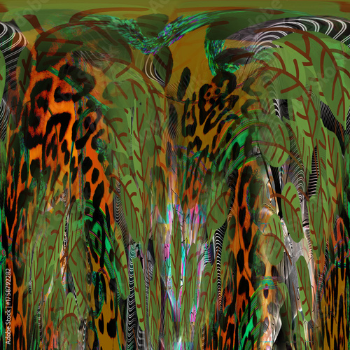 Colorful fashion print leopard designs.Fabric fashion pattern.Wave textile print design,illustration.Fractal colorful pattern.Print pattern illustration.New season fabric print.Textile fashion pattern