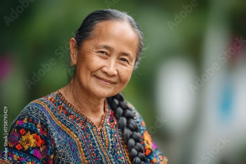 A woman with long braided h...