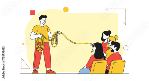 A Team Building Activity: Illustrated Presentation with a Leader and Audience Engaging Together