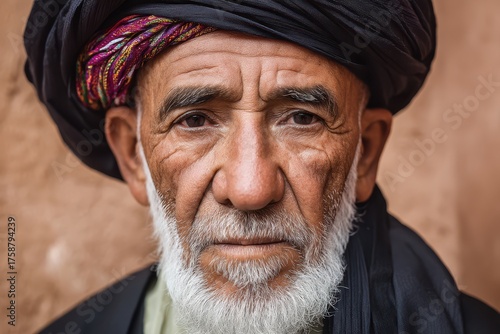 Elderly man with a white be...