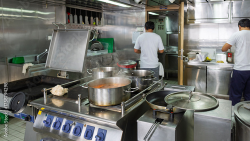 Billede på lærred Detail of modern galley on board a ship