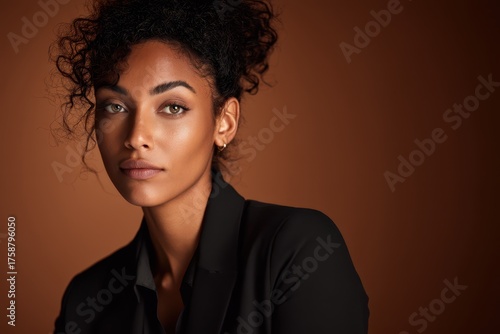 Confident person with curly...