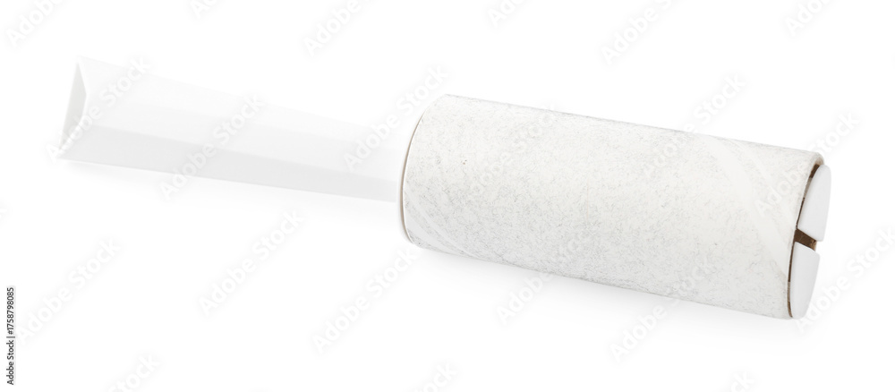 Obraz premium Lint roller with used sticky tape isolated on white