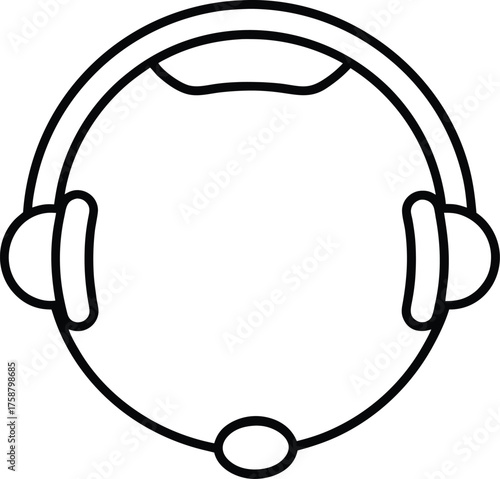 Customer Support Concept Headset Line Art Transparent Background