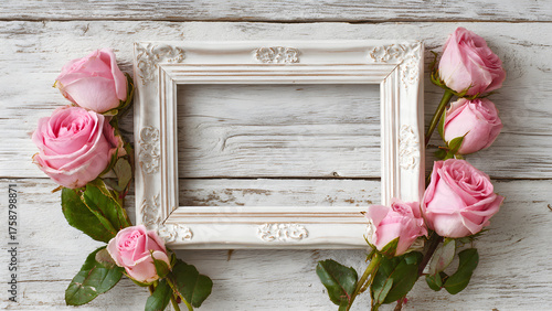beautiful wooden vintage picture frame fresh pink for mother's day