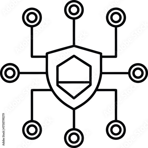 Cybersecurity Diagrams Line Art Transparent Background