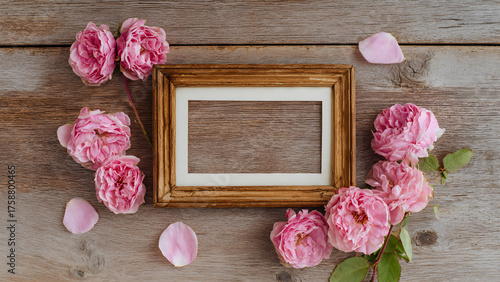 beautiful wooden vintage picture frame fresh pink for mother's day