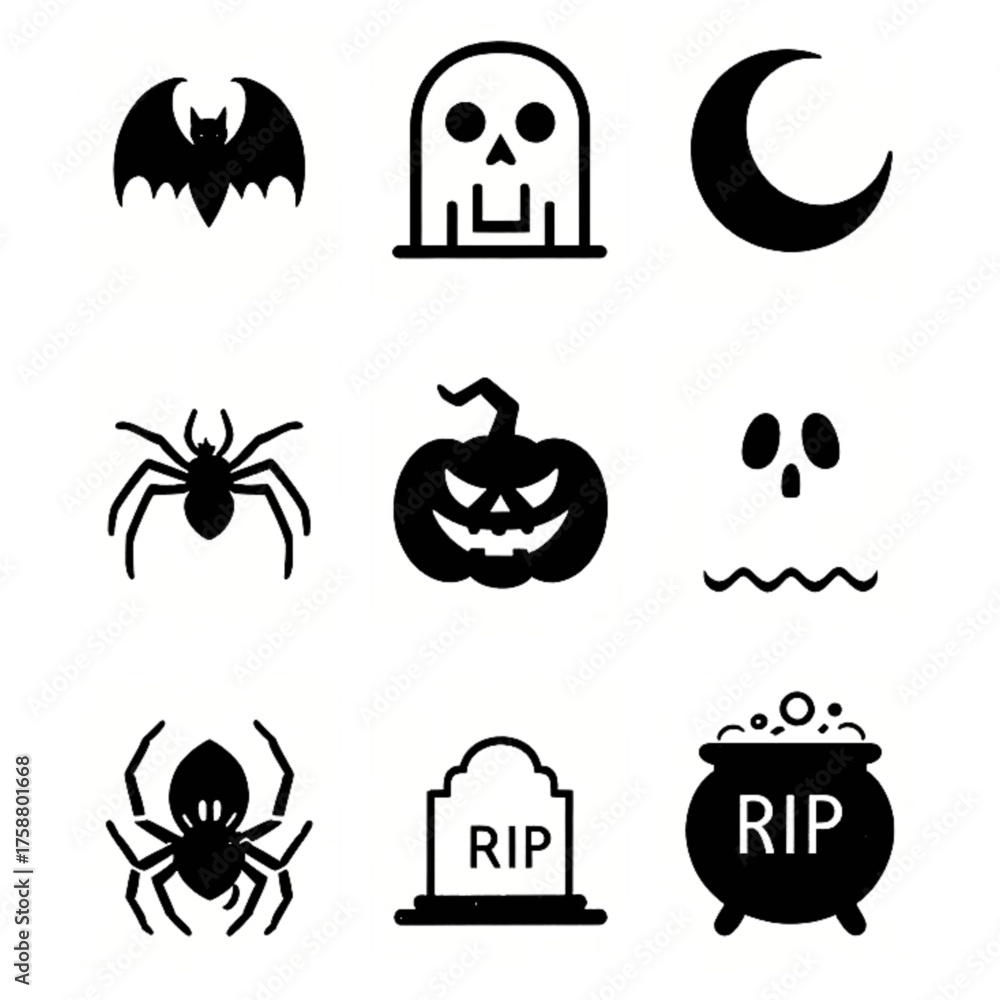 Obraz premium set of halloween icon elements illustrations