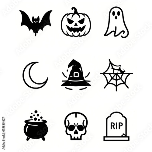 set of halloween icon elements illustrations