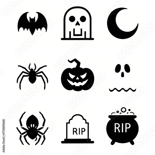 set of halloween icon elements illustrations
