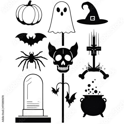 set of halloween icon elements illustrations
