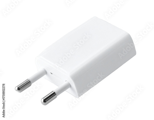 Minimalist White USB Charger with Euro Plug – Transparent PNG