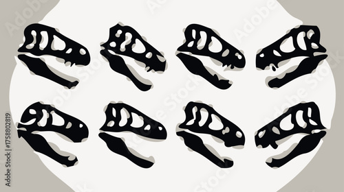Pattern of dinosaur skull silhouettes on a textured background