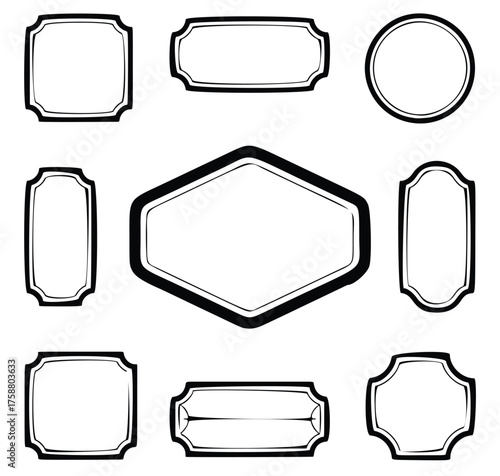 This set of vintage vector frames and labels is a gold collection for a blank sticker badge design