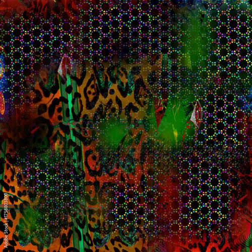 Colorful fashion print leopard designs.Fabric fashion pattern.Wave textile print design,illustration.Fractal colorful pattern.Print pattern illustration.New season fabric print.Textile fashion pattern