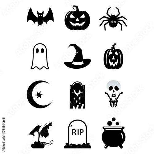 set of halloween icon elements illustrations