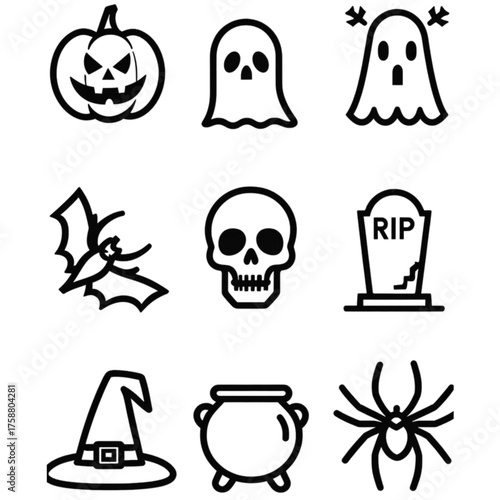 set of halloween icon elements illustrations