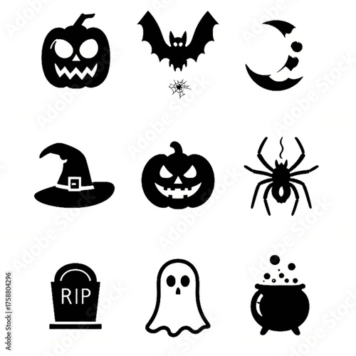 set of halloween icon elements illustrations