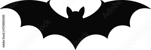 Black bat silhouette with outstretched wings white