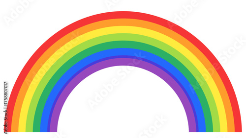 Colorful rainbow illustration simple vector design isolated on white background perfect for educational materials and childrens content
