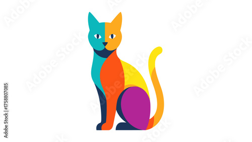 Colorful cat vector illustration abstract geometric design perfect for logo or branding isolated on white background