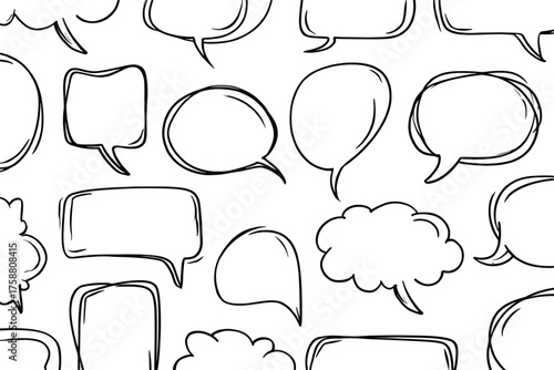 Simple speech bubble set with gaps vector on white background.