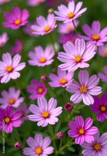 Soft pink and purple cosmos blooms create a dreamy, vibrant floral background, bloom, summer flowers, summer