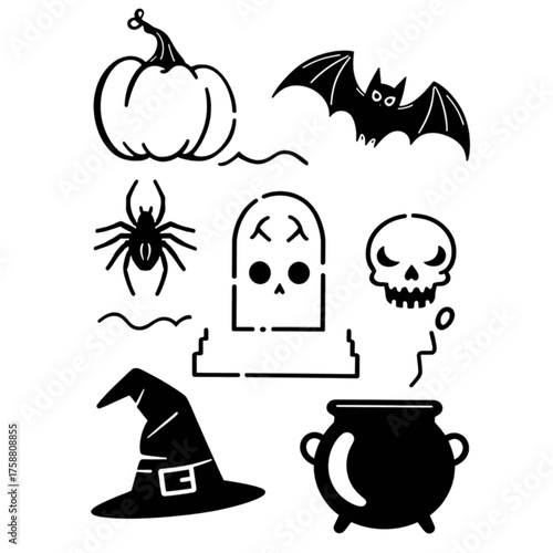 halloween icons set