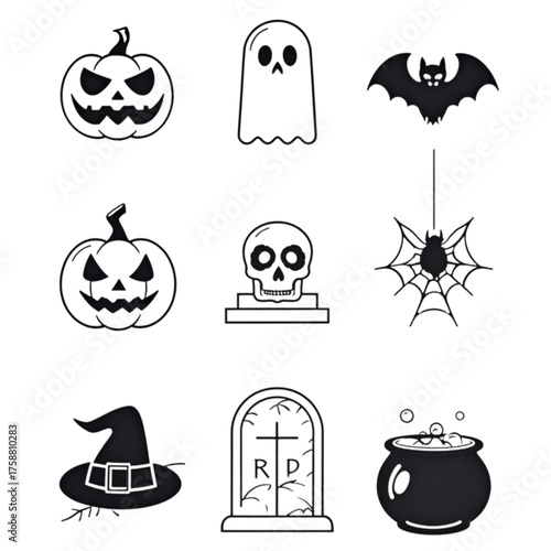 set of halloween icon elements illustrations