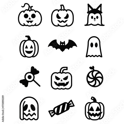 set of halloween icon elements illustrations