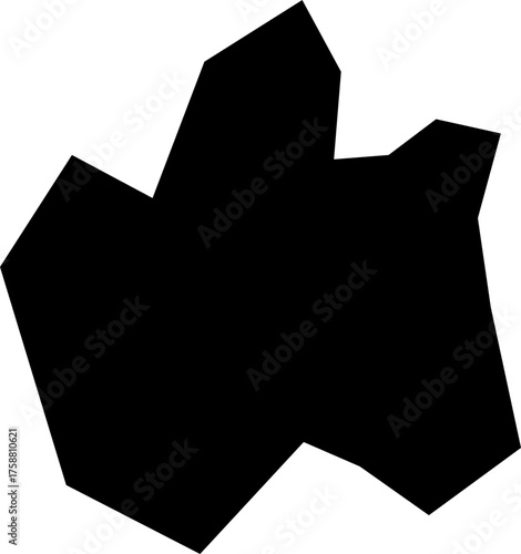 A black filled irregular polygon with straight lines forming an abstract shape.