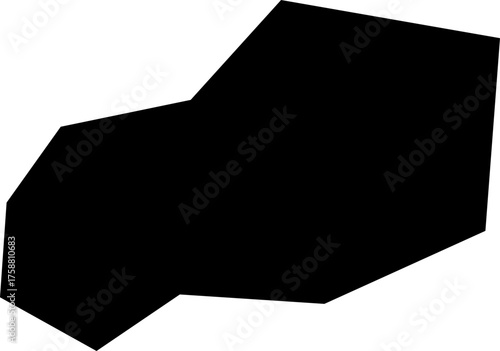 A black filled irregular polygon with angular edges and natural flowing lines in an abstract design.