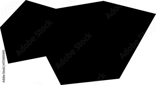 A black filled irregular polygon with square edges creating a rigid form.