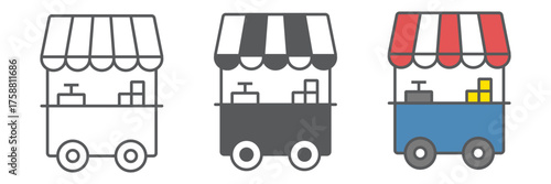 Food stall icon, kiosk and stand, street food sign, vector graphics, a linear pattern on a white background editable stroke