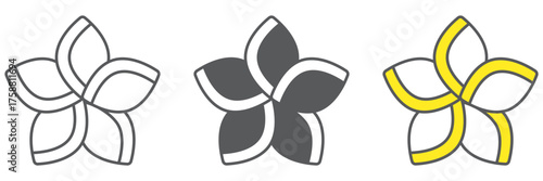 Plumeria icon, floral and flower, frangipani sign, vector graphics, a linear pattern on a white background. editable stroke