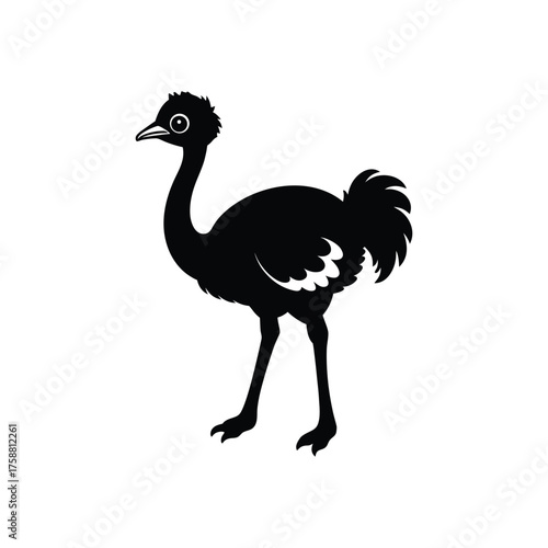 A little ostrich silhouette vector art illustration