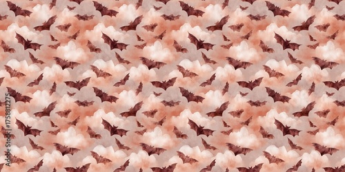 Watercolor Bats Seamless Halloween Pattern Boho