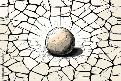 Stone plate paving seamless pattern. Seamless vector abstract pattern. Black white tracery texture background.