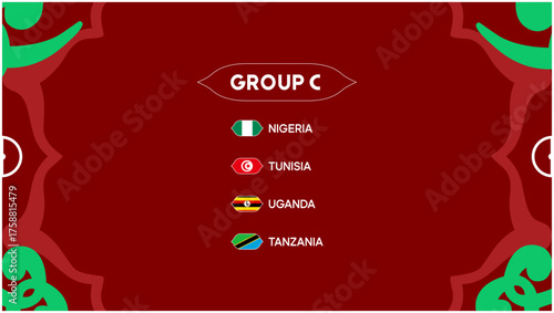 African Nations Morocco 2025 Group C Flags Teams Countries African Football Symbol Logo Design Vector Illustration