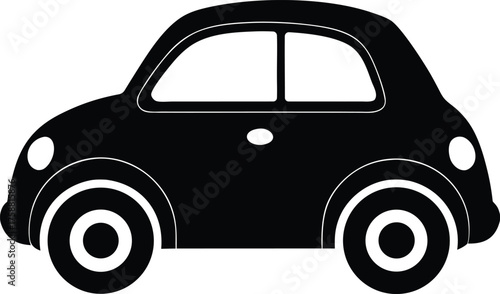 Cute Rounded Cartoon Car Silhouette Vector