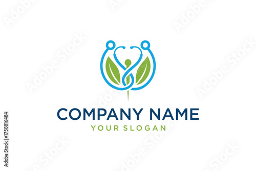 Natural Health Stethoscope Leaves Logo Design for Medical and Wellness Businesses